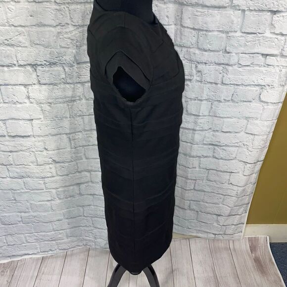 Max and Cleo midi bodycon layered dress w/cap sleeves black sz 10 - Picture 5 of 12